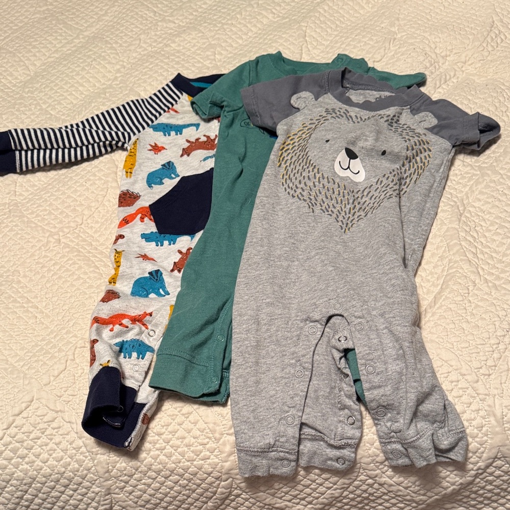 Kids bundle of 3! One Pieces Set - Gray, Green, and Multicolor